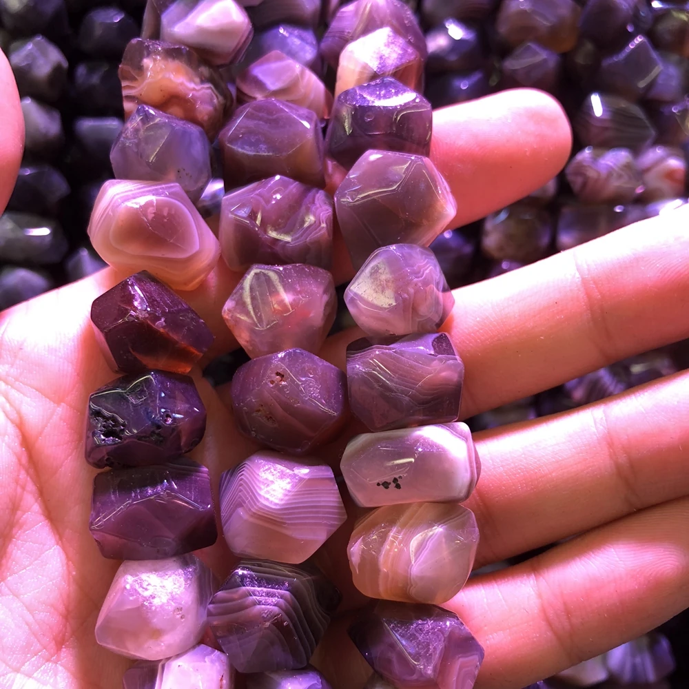 Wholesale 2strings Natural Faceted Botswana Agate Gem Stone Nugget Beads,Genuine Gem Jewelry Making Beads,15.5