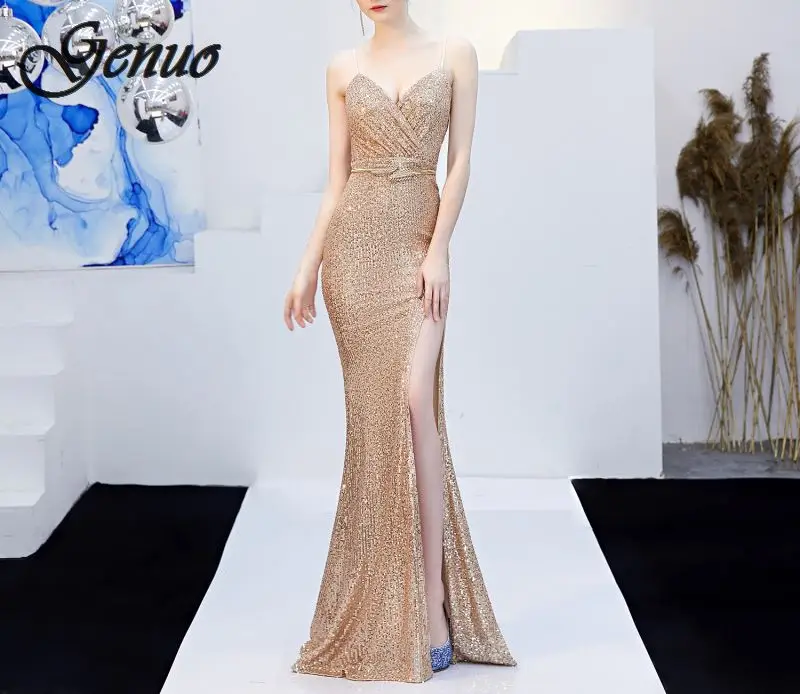 2019 New Women Strapless Sequin Dress Long Luxury Bling Stars Silver Gown Leg Open Outfit Party Wear Sexy Bodysuit Maxi Dress