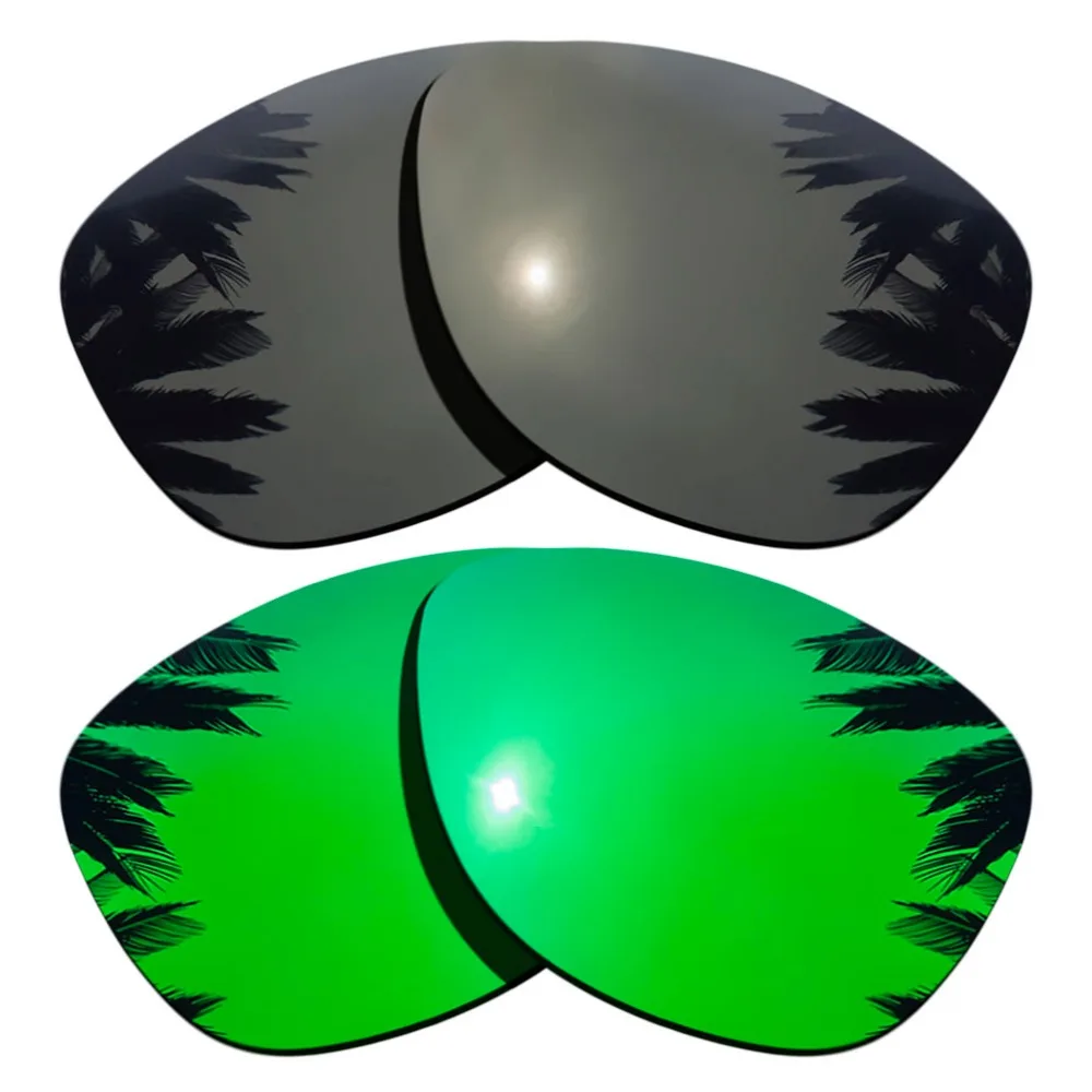 

(Black+Green Mirrored Coating) 2-Pairs Polarized Replacement Lenses for Frogskins Frame 100% UVA & UVB Protection