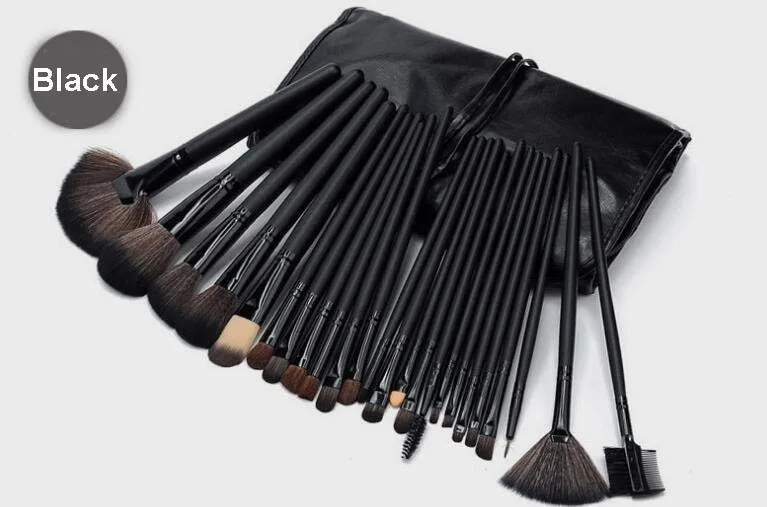 VERONNI Pro Makeup Brushes sets 24pcs Tools with PU Bag for Holiday Pink/Black/Proto Wood/Red/Coffee Brand New 6sets/lot DHL