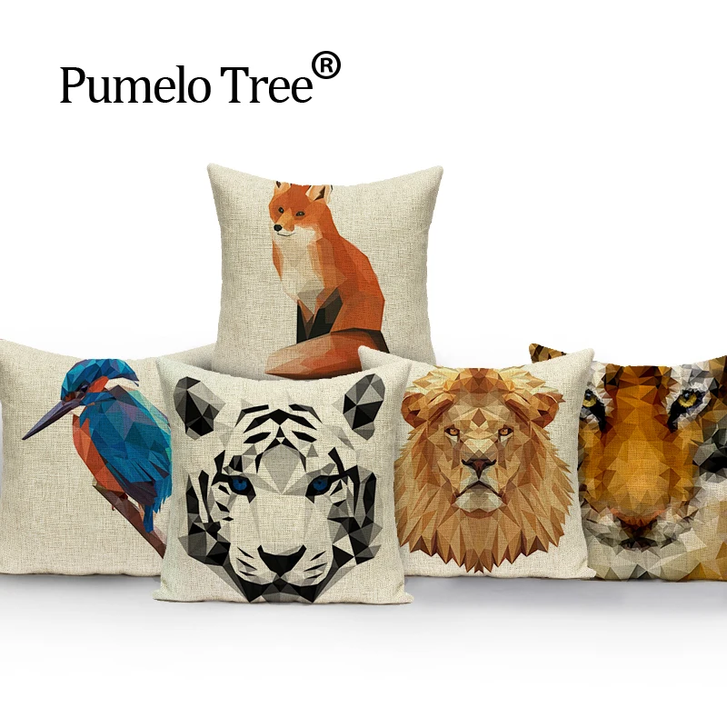 Tiger animal throw pillows colorful 45*45 cushions decorative High Quality cover cushion lion wolf   home cushions  cushion