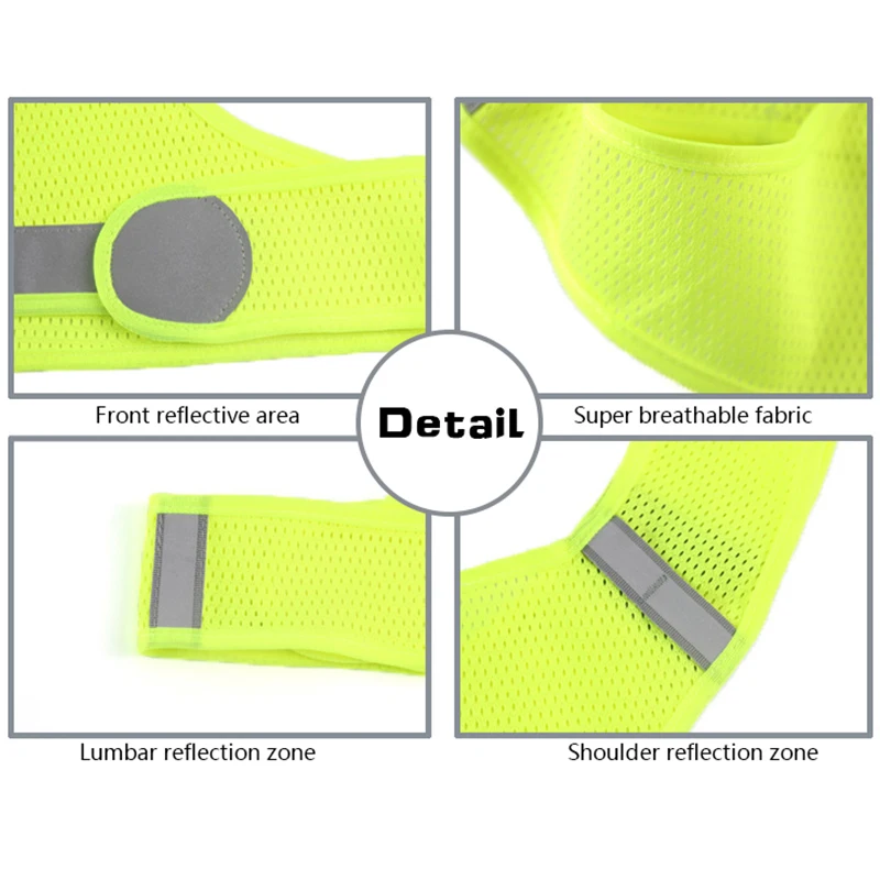 Reflective Safety Vest Motorcycle Fluorescent Safety Yellow High Visibility Construction Working Vest Signal Clothing Suspenders