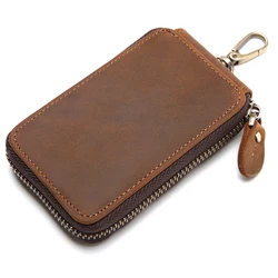Vintage Key Holder men Genuine Leather key holder Leather key wallet men housekeeper women key case smart organizer pouch