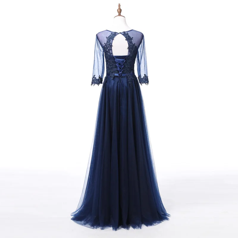 FADISTEE Elegant Long Bridesmaid Dresses Appliques Lace half sleeves plus size see through style Wedding Party Dress Under 50$