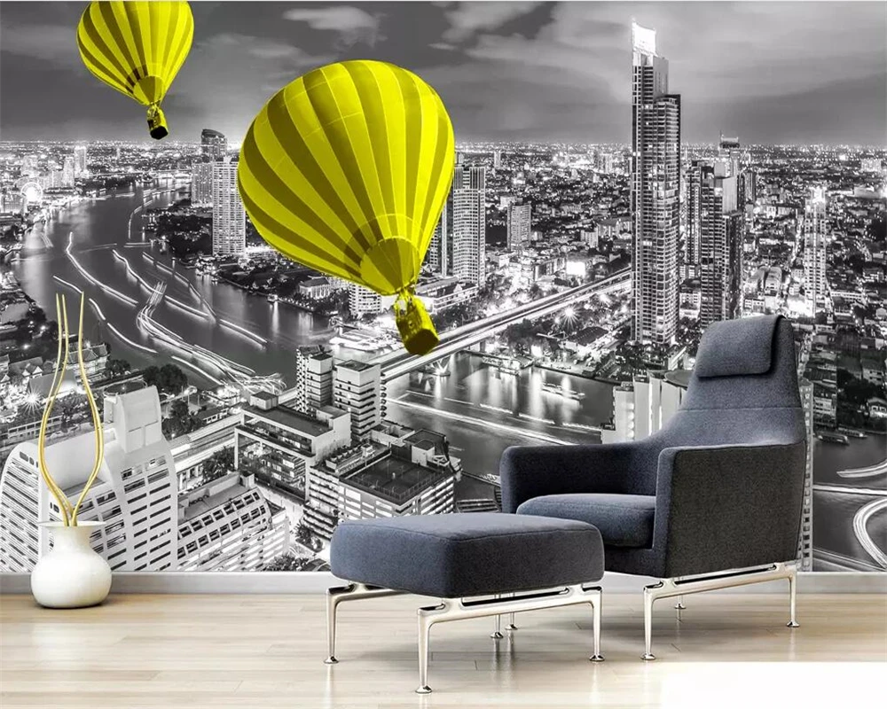 

Beibehang Custom wallpaper gray modern Hong Kong city architecture industrial wind TV background walls painting 3d wallpaper