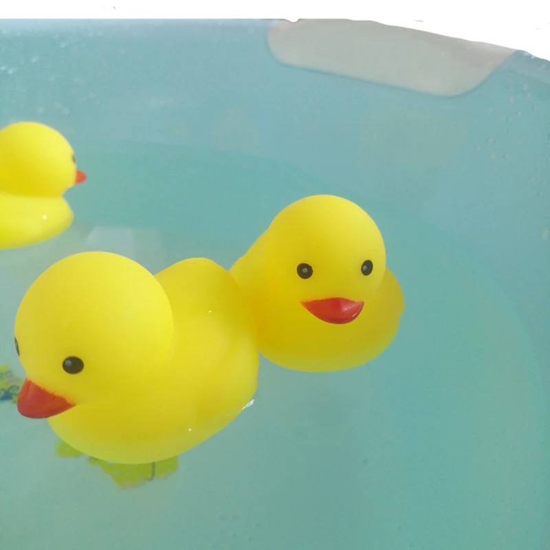 8 Pieces 5cm Cute Rubber Duck Baby Rattle Water Bath Tool Prop Squeeze Yellow Duck Model Bathtub Toy