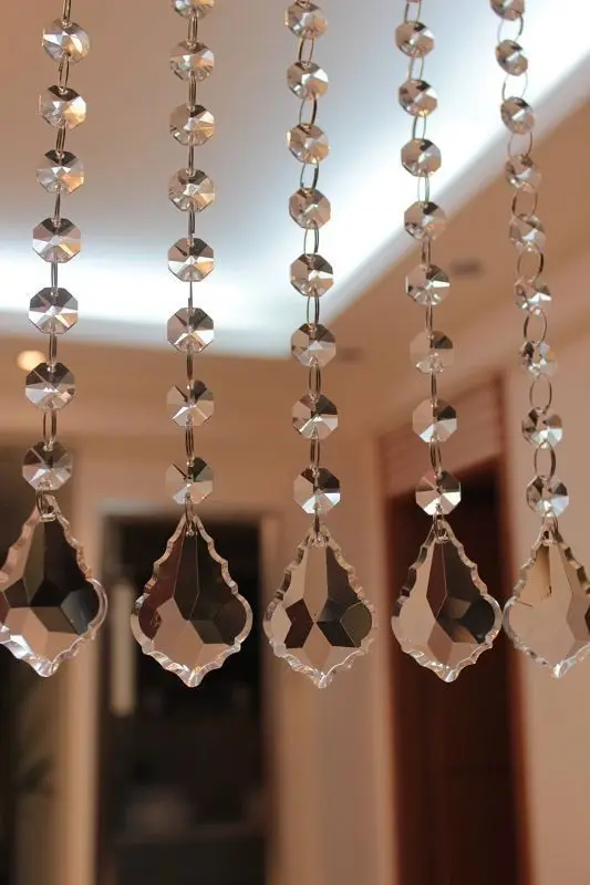 (30pcs/lot) 150mm topper clear crystal chandelier garland for weddding cake chain decoration, Diy strand for lamp accessories