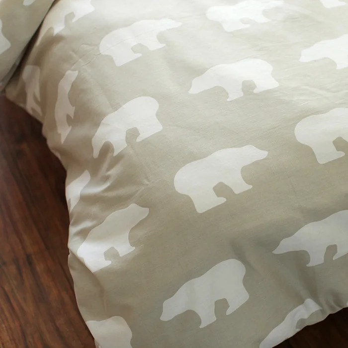 

100%Cotton Twill Cartoon Polar Bear Print comfortable bedding set bed clothes king size duvet quilt cover bed sheet pillow cases