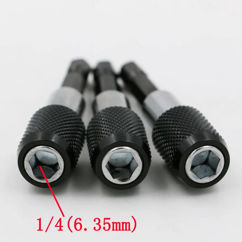 Hitam 1/4 Hex Shank Pegangan Bit Obeng Magnetis Bor Elektrik Rilis Cepat 60Mm