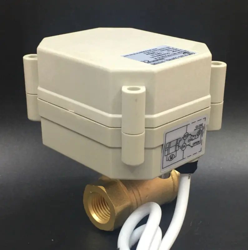 2 Way Brass 1/4'' Electric Motorized Valve Metal Gear AC/DC9V-24V 3 wires 1 control  Electric Valve with signal feedback