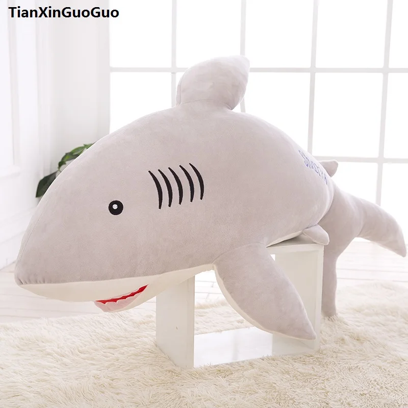 

stuffed toy large 100cm cute gray shark plush toy down cotton shark very soft doll throw pillow birthday gift s0544