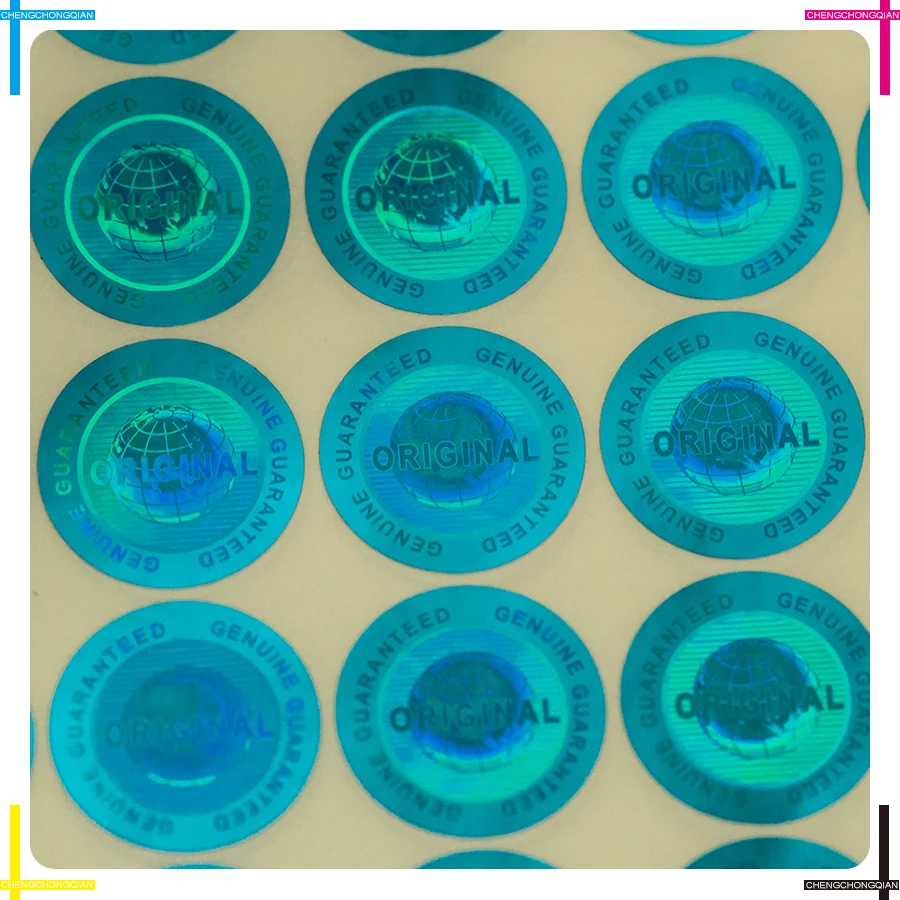 مخصص الهولوغرام حقيقية مضمونة ومبتكرة الهولوغرام ملصقا متعددة الألوان تصميم العالمية ضياء. 20 مللي متر 2000 قطعة