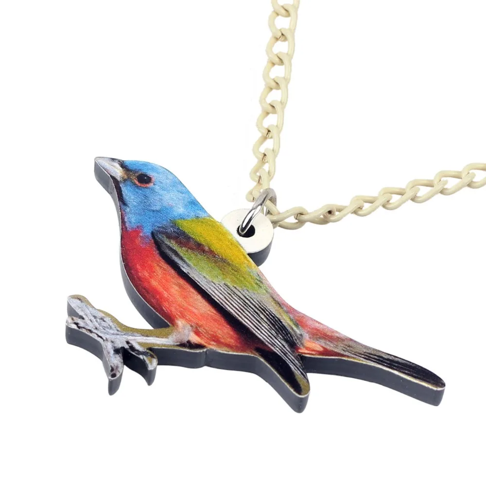 Bonsny Acrylic Tropic Colorful Bird Necklace Pendant Chain Choker Summer Animal Jewelry For Women Girls Gift Accessories Bijoux