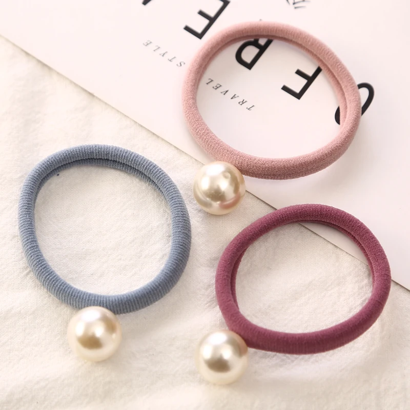 5PC Fashion Women Pearls Elastic Hair Band Hair Accessories for Girls Ponytail Holder Towel Ring Headwear Multicolor Tie Gum