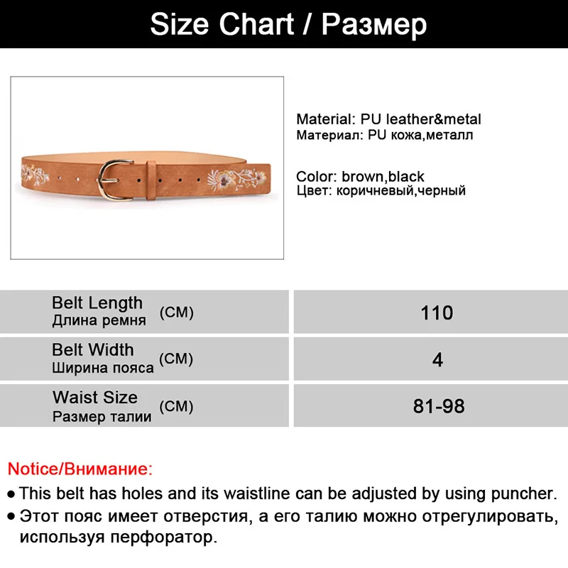 Maikun Belts for Women Vintage Embroidery Women belt