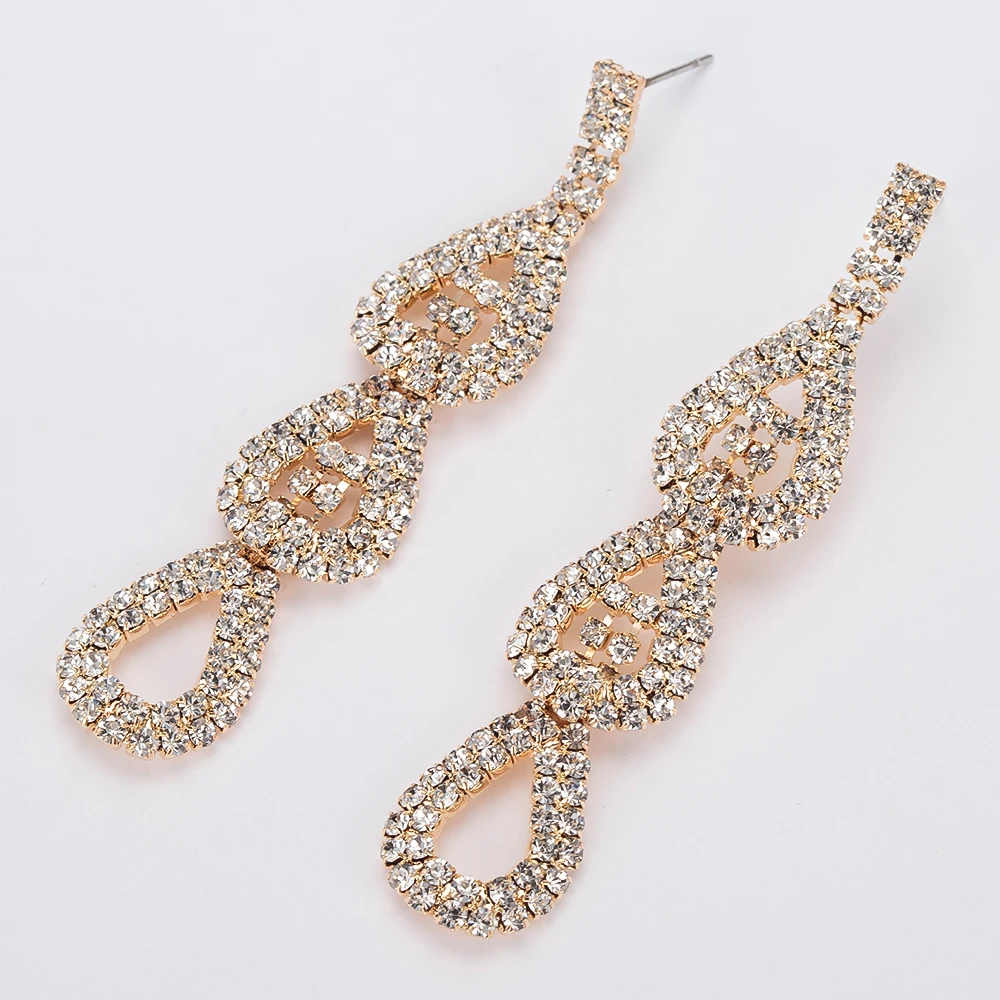 2017 New Fashion Long Earrings Jewelry Bohemia Crystal Earrings Dangle Earring For Women E404