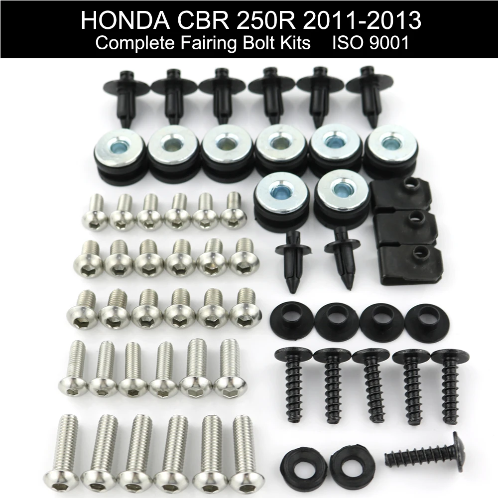 Fit For Honda CBR250R CBR 250R 2011 2012 2013 Complete Full Fairing Bolts Kit Side Covering Bolts Fairing Clips Stainless Steel