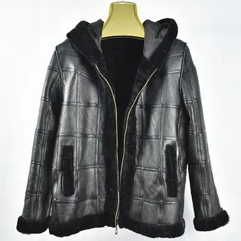 Señora de piel de oveja con gorra, Cachemira, Lana, Cuero, Casual, Cálido, Nuevo,