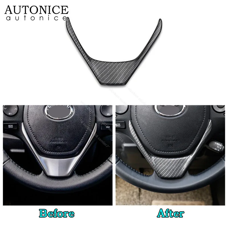 Carbon fiber color ABS Steering Wheel Frame Decorator Cover trim fit For toyota corolla Auris 2014 2015 2016 2017 2018