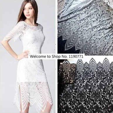 

1Pc.French Eyelash Lace Fabric 150cm White Black Diy Exquisite Lace Embroidery Clothes Wedding Dress Accessories