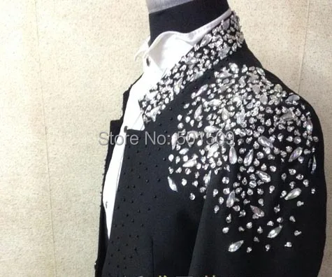 real photos handsewing bead luxury black/red/blue/pink full rhinestone glitter mens tuxedo suit/stage performance,only jacket