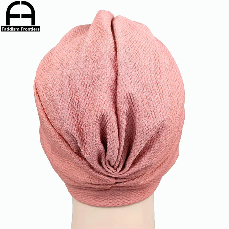 Moda damska Casual Turban Twist Winkle oddychająca Turban pałąk Chemo nakrycia głowy osłona na włosy akcesoria do włosów Turban