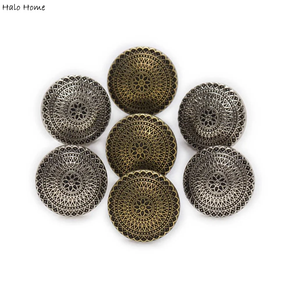 5pcs Round Retro Metal Shank Buttons fit Clothing Repair Sewing Decor Replace and Crafts Make 15-25mm