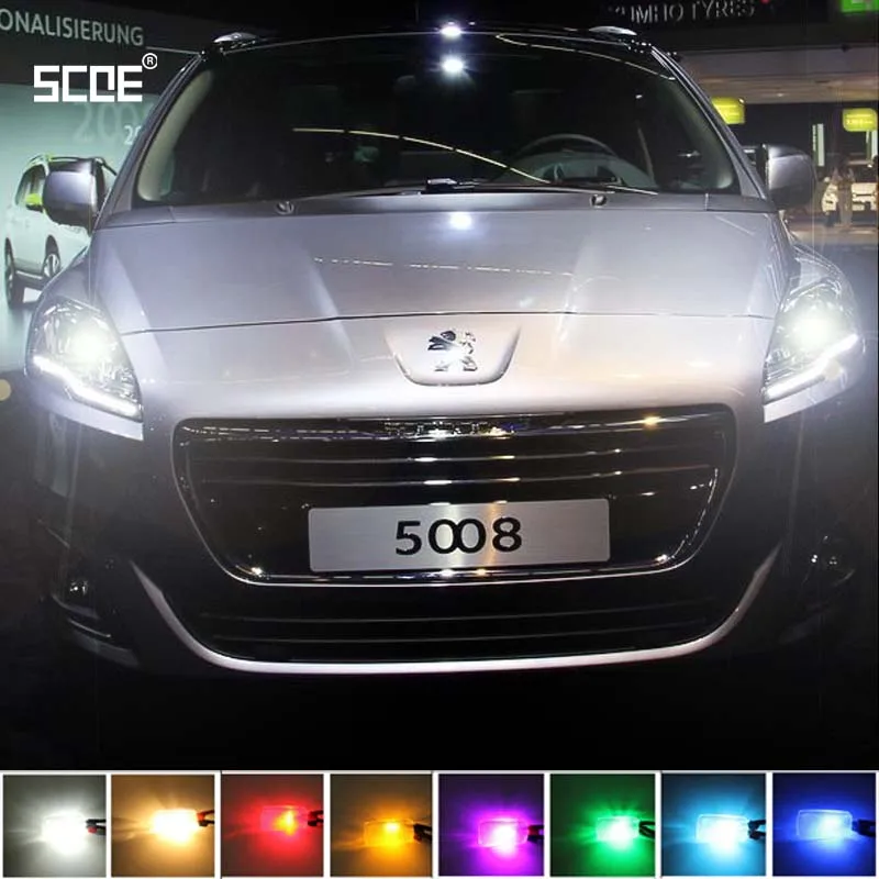For Peugeot 5008 SCOE High Quality 2X 12SMD LED Bulb Lamp Front Parking Light Front Side Marker Light Source Car Styling