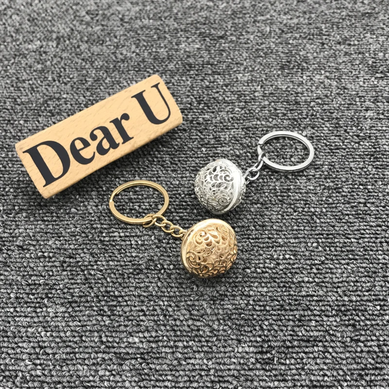 JEAZEA Car Vintage Hollow Round Creative Bell Key Chain Pendant Keychain For Mazda Peugeot BMW VW Audi Ford Mercedes Benz