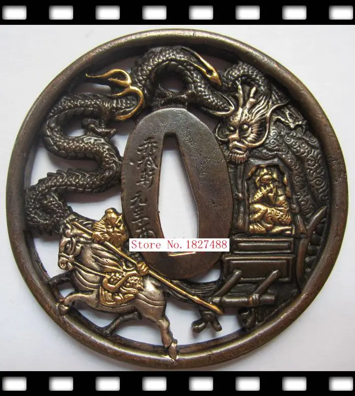 High Quallty Japanese katana Copper Tsuba WAKIZASHI Sword Accessories W/Dragon Design