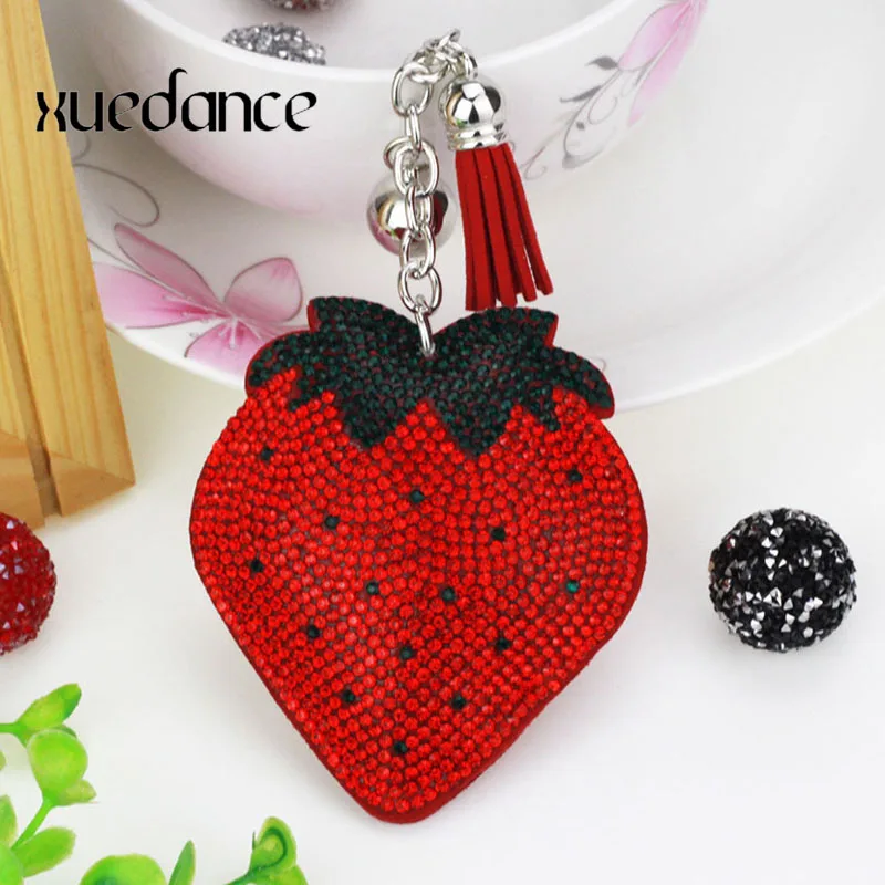 2022 Creative New Multicolor Strawberry With Full Rhinestone Keychain For Lady's Bag Pendant Small Personalized Gift