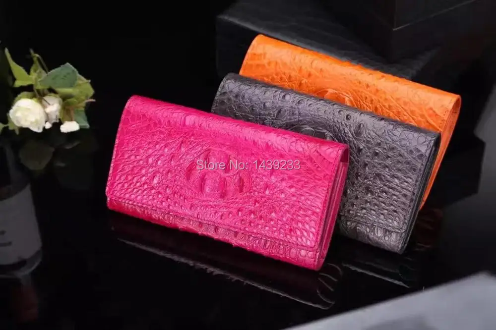 

100% genuine crocodile leather skin women clutch wallets and purse, alligator skin wallets women clutch shoulder bag with strap