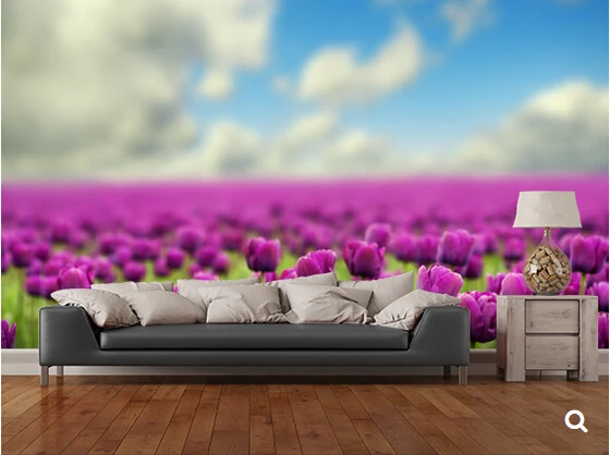 Custom floral wallpaper,Spring Tulips,3D photo murals for modern living room bedroom backdrop waterproof wallpaper