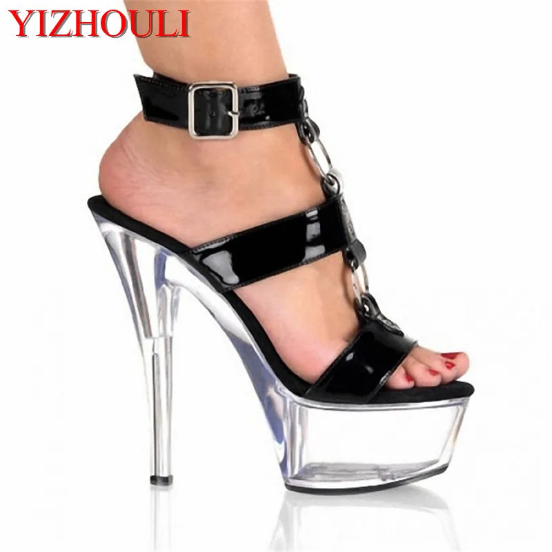 Summer New Women's Ultra High Heels Sandals Waterproof 15CM Nightclub Sexy Diamond Pole Dancing Shoes