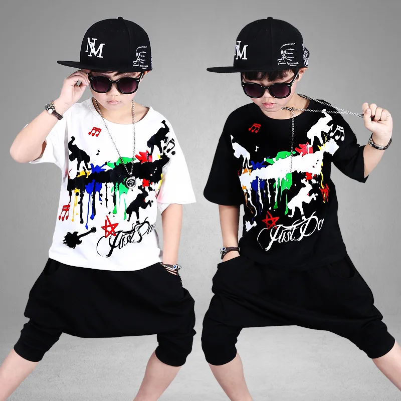 Jongens Zomer Pak Nieuwe Mode Sport Kinderen Hiphop Hiphop Tweedelige Mode Kleding