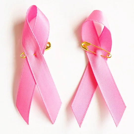 Wholesale 3000pcs Pink Breast Cancer Awareness Ribbon Bow Brooch Gold Safty Pin  Cancer