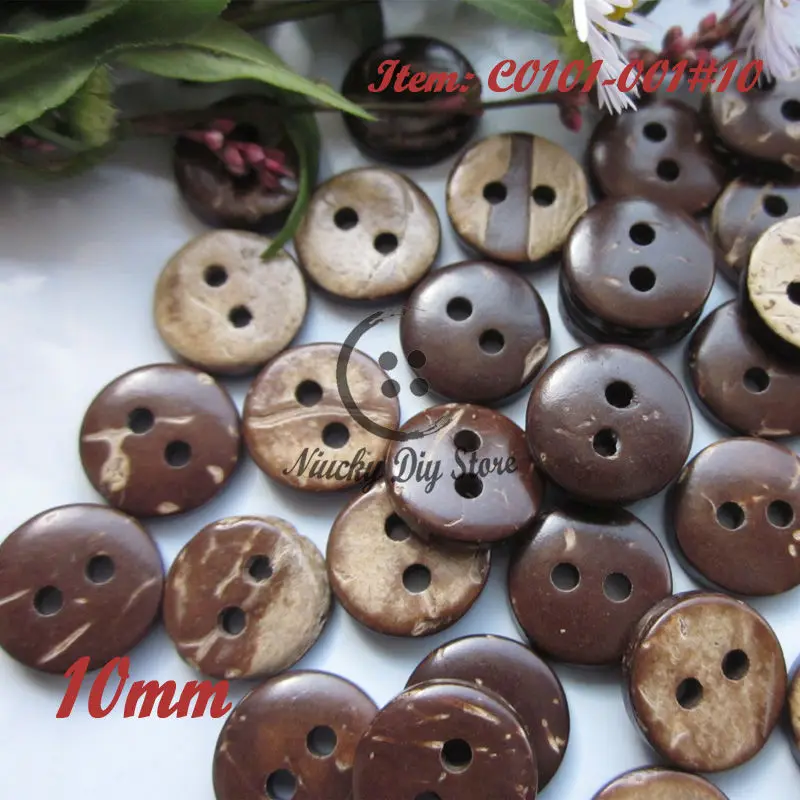 100pcs 10mm / 11mm / 12mm 2 holes Félkegyelmű Kókuszdió Szállodai küldönc számára Megvarr kézműves scrapbooking decorativa accessor Megvarr Eszközök