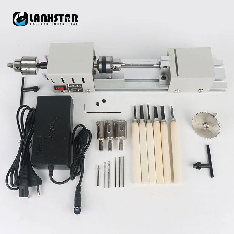 Woodworking Lathe Manual Mini Lathe DIY Woodworking Beads Machine Polishing and Cutting Multi-Function Bracelet Puncher Set