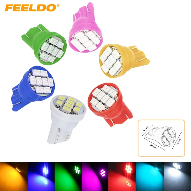 

50 шт., светодиодные лампы T10 W5W 194 168 1206 8 SMD 8 12 В