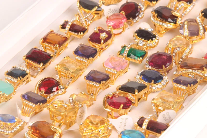 20pcs natural stone vintage alloy quality inlaid colored glass gemstones exquisite bulk batch