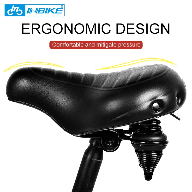 INBIKE-부드러운 와이드 자전거 안장, 편안한 자전거 좌석, 빈티지 자전거 PU 안장 패드, 방수 자전거 부품 액세서리, S16286
