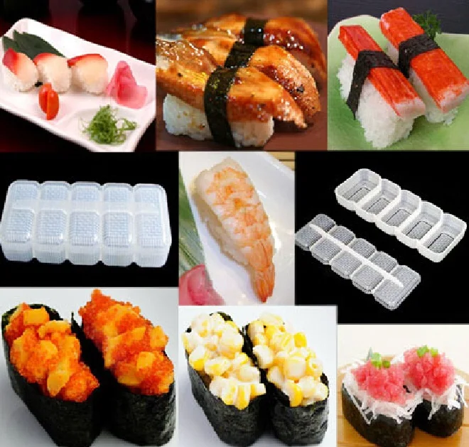 Japan Nigiri Sushi Mold Rice Ball 5 Rolls Sushi Maker Non Stick Sushi Bento Press Tool ss1213