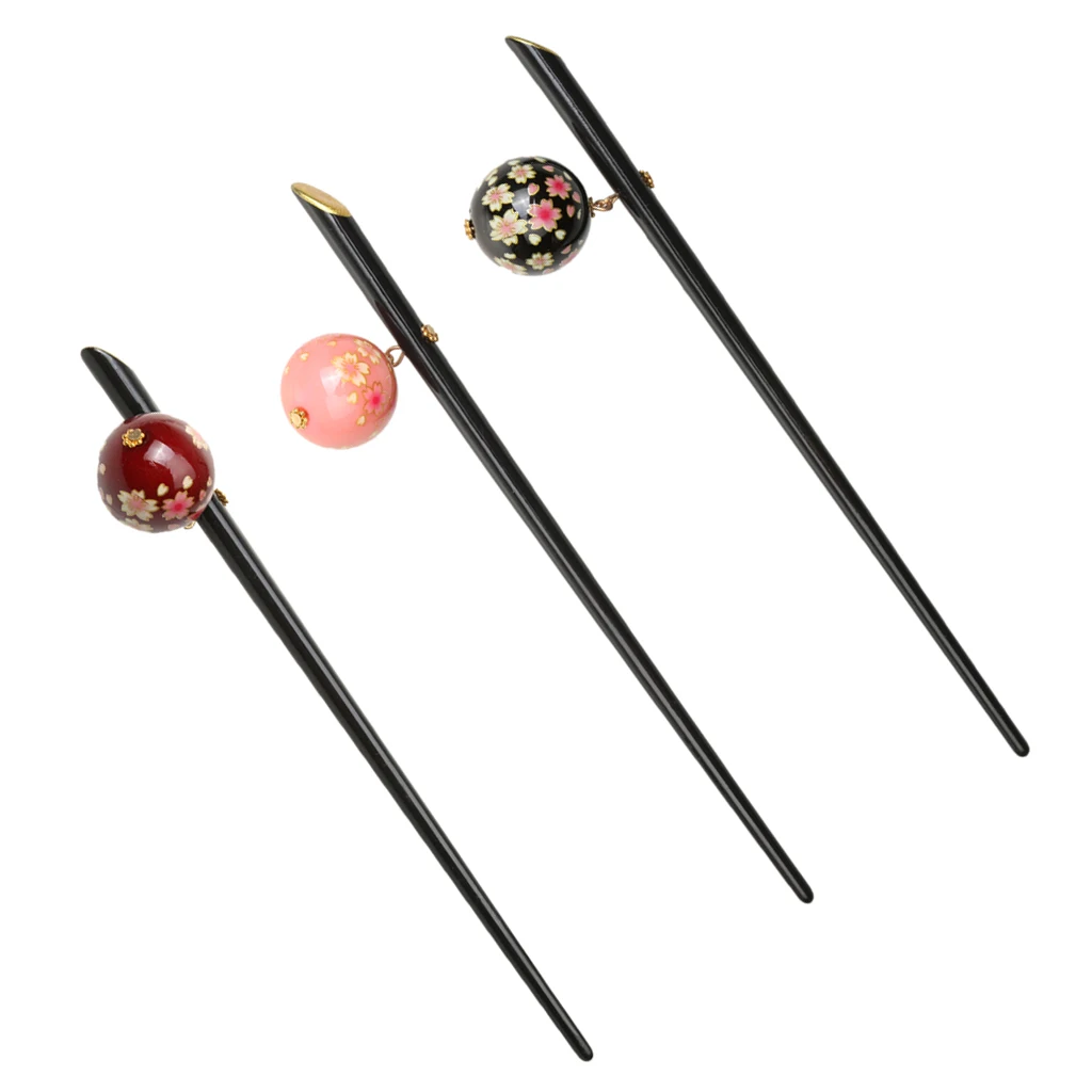 3 Piece/Set Acrylic Beautiful Sakura Flower Ball Hairpin Hair Stick Japanese Kanzashi Bridal Wedding Party Festival Hair Jewelry