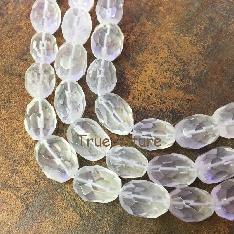 High Quality Faceted Crystal Quartzs Loose Bead, Full Strand Egg Shape Clear Crystal Nugget Beads For Jewelry 13*18 mm BE6509