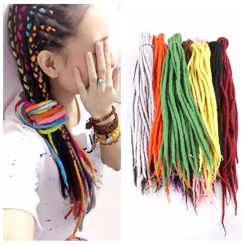 Desire for hair 1bundle 10strands 90cm-120cm long Nepal felted wool synthetic dreadlocks braids hair for kids and adult