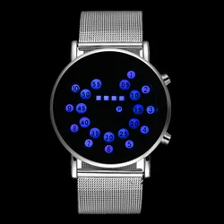 LED Fashion Cool Digital Watch Men Watches Luxury Mesh Binary Watches Male Digital Hour Clock Montre Homme Masculino Relojes