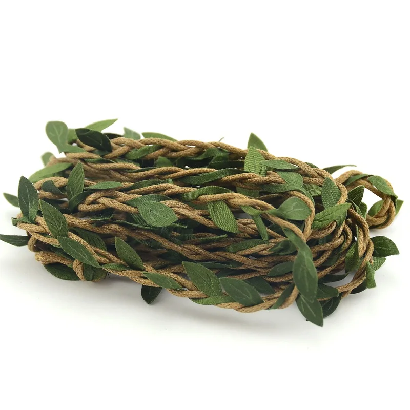 1M Artificial Green Flower Vine Leaves Rattan For Home Wedding Party Decoration Foliage DIY Garland Headband Hair Accessories