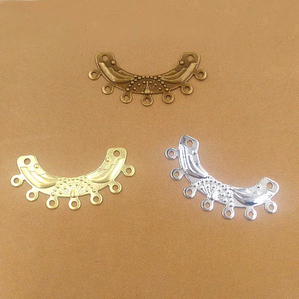 

Multi-color Plated Brass Metal Blank Vintage Filigree Flower with Loops Charms Links Wraps Connectors Jewelry DIY Findings