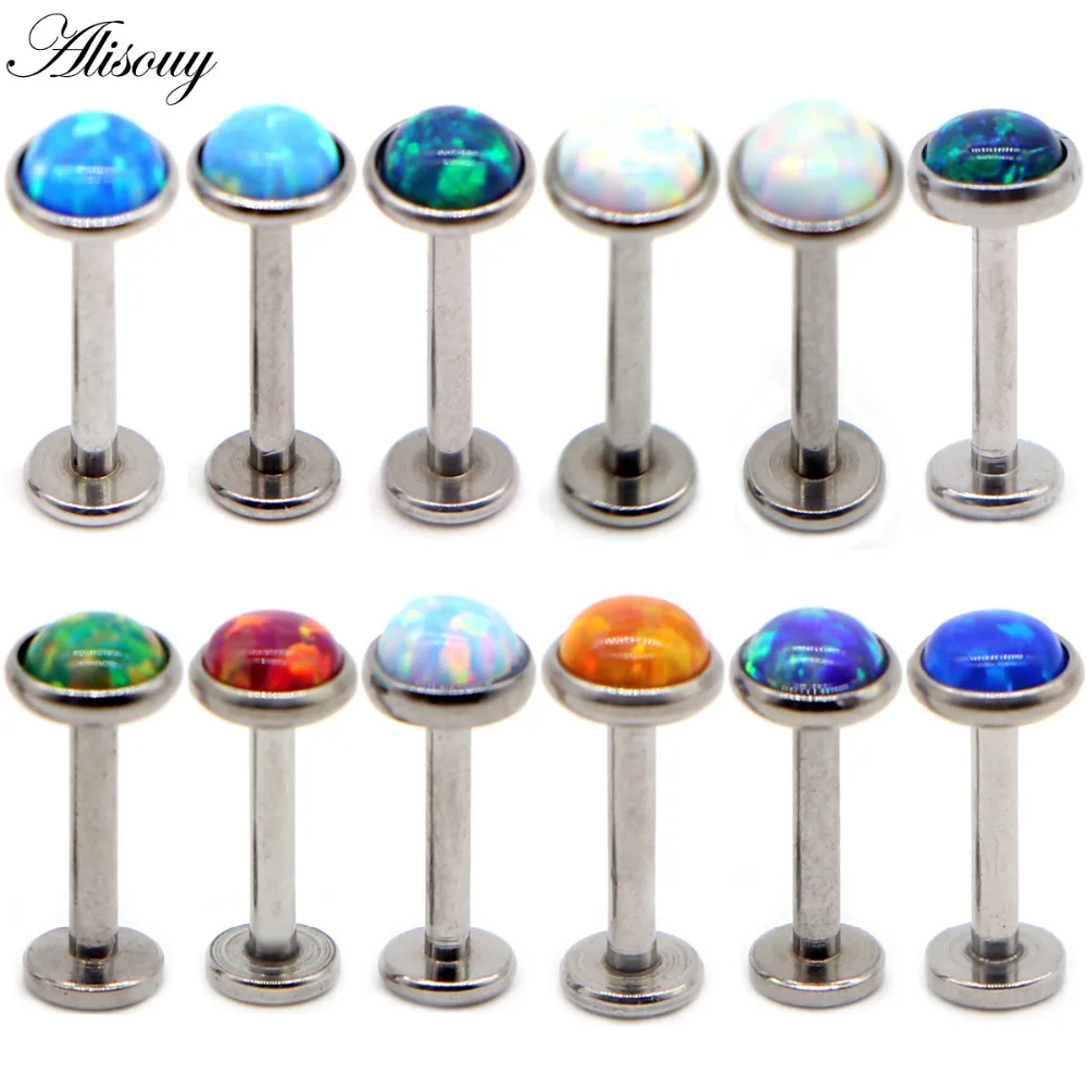 1Pc 16G Opal Piercing Labret Stud Langue Lip Stud Piercing Ear Cartilage Ear Stud Ombligo Earring Ear Piercing Body Jewelry