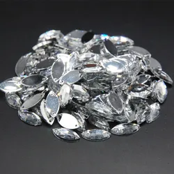 Crystal Clear Rhinestones Sew On Acrylic Flat Back Horse Eye Gems Fancy Crystal Stones For Clothes Dress Arts Crafts Sewing